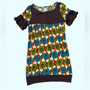 Vintage Retro Pattern mini dress with puff sleeves